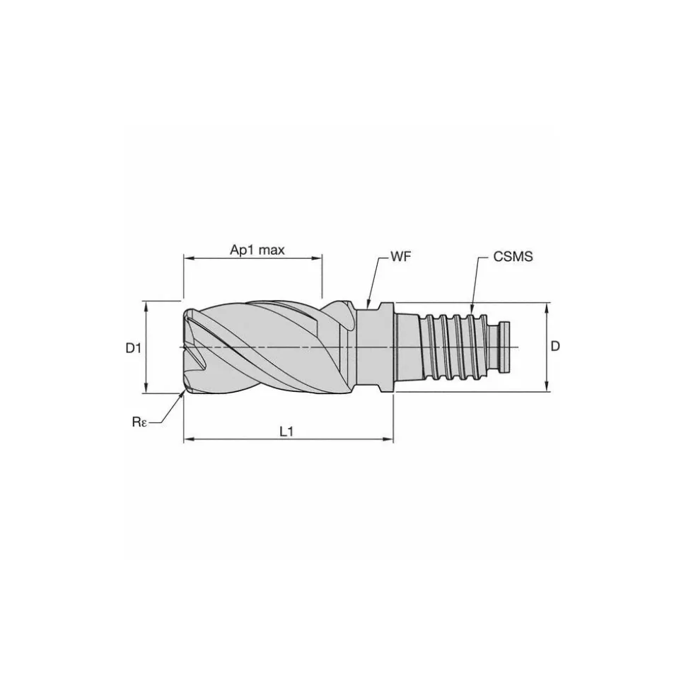 Corner Radius End Mill Head: 1/2" Dia, 3 Flutes
