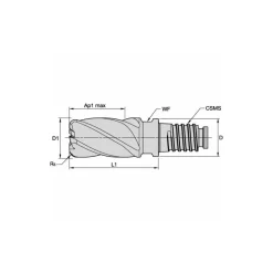 Corner Radius End Mill Head: 3/4" Dia, 5 Flutes