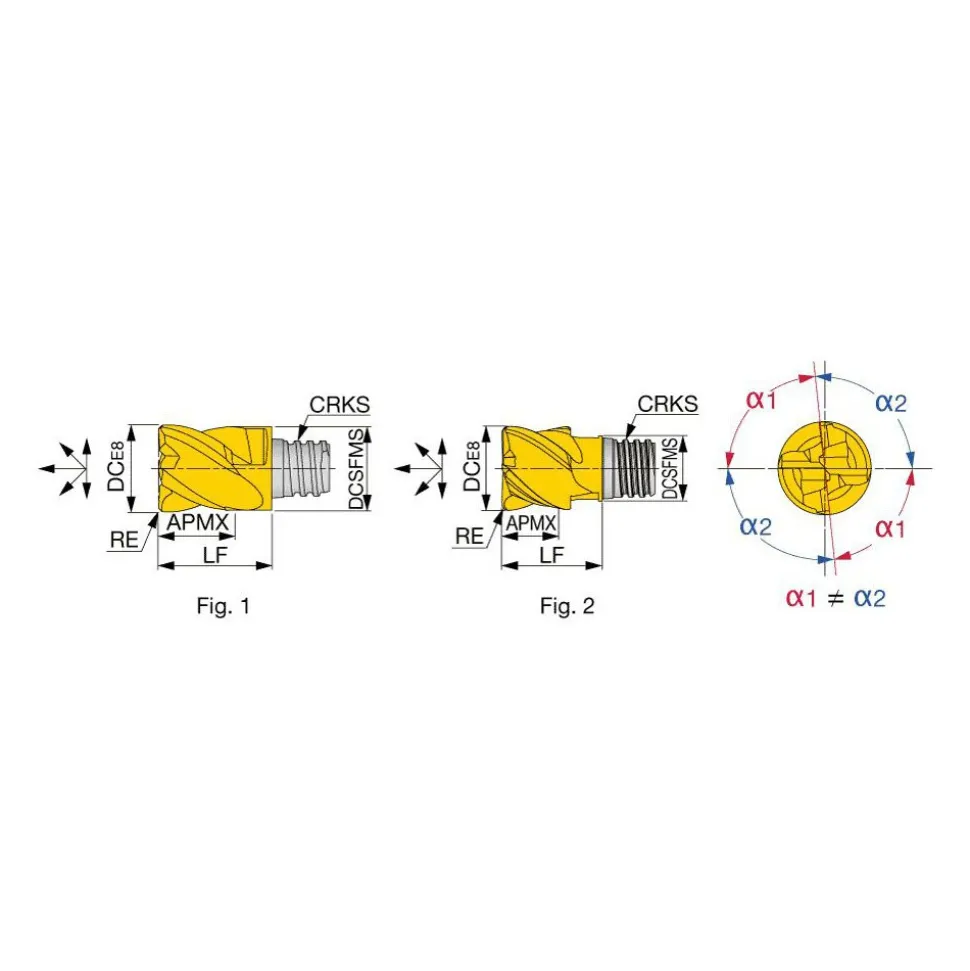 Corner Radius End Mill Head: 4 Flutes