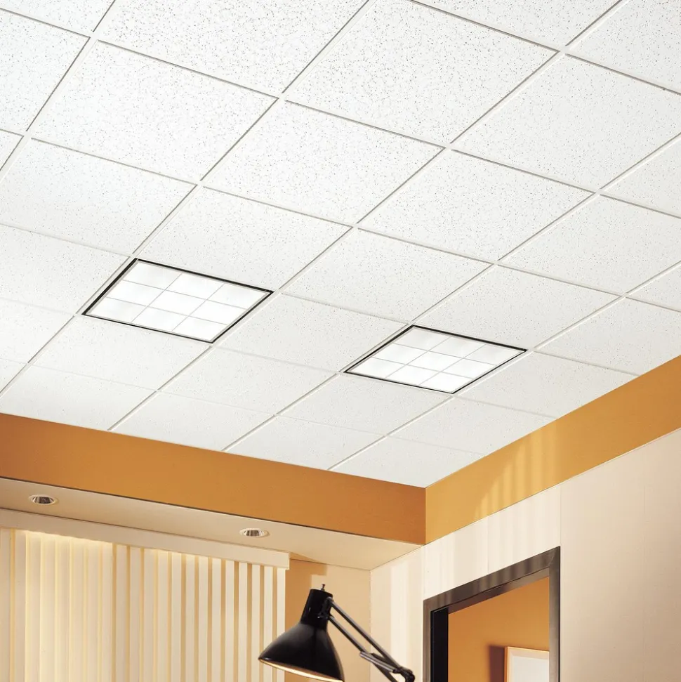 CORTEGA 24 in x 24 in Angled Tegular Edge Ceiling Tile, White