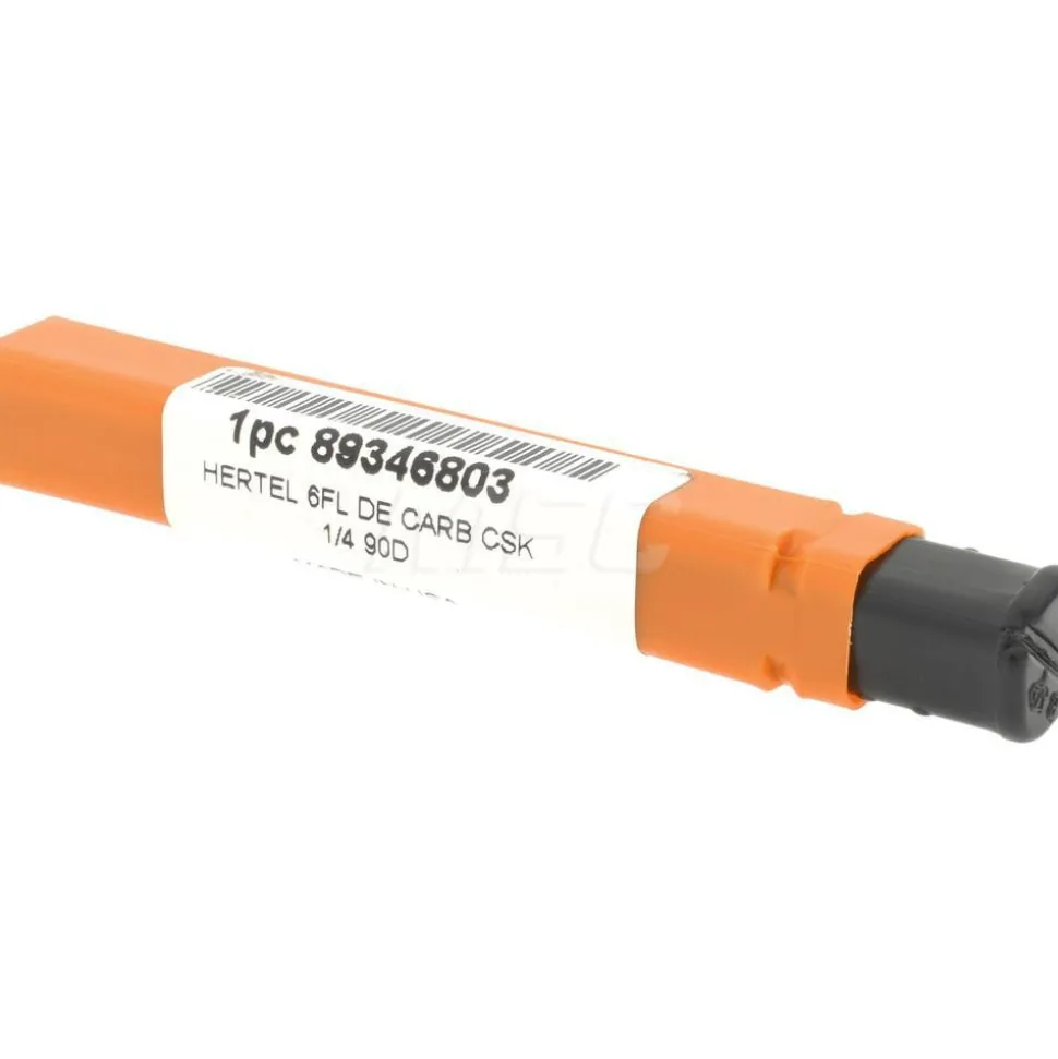 Countersink: 1/4" Head Dia, 90.00 deg Included Angle, 6 Flute, Solid Carbide, Right Hand Cut