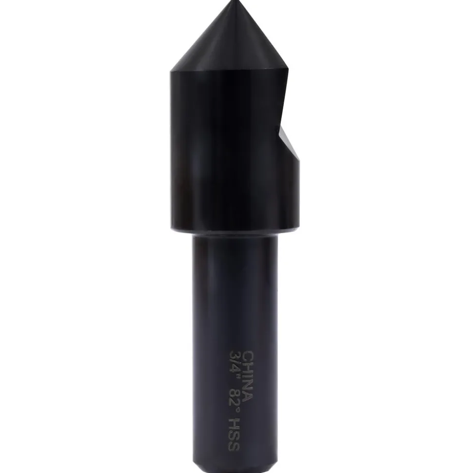 Countersink: 3/4" Head Dia, 82.00 deg Included Angle, 1 Flute, High-Speed Steel, Right Hand Cut