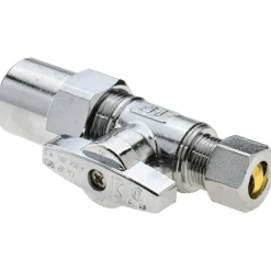 CPVC 1/2 Inlet, 125 Max psi, Chrome Finish, Brass Water Supply Stop Valve