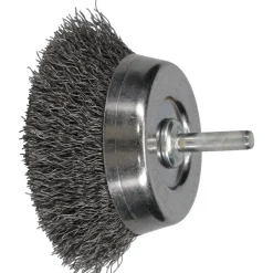 Cup Brush: 2-3/4" Dia, 0.0118" Wire Dia, Steel, Crimped