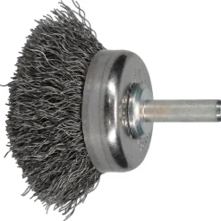 Cup Brush: 1-3/4" Dia, 0.0118" Wire Dia, Steel, Crimped