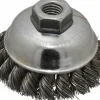 Cup Brush: 3-1/2" Dia, 0.023" Wire Dia, Steel, Knotted