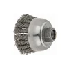 Cup Brush: 2-3/4" Dia, 0.02" Wire Dia, Steel, Knotted