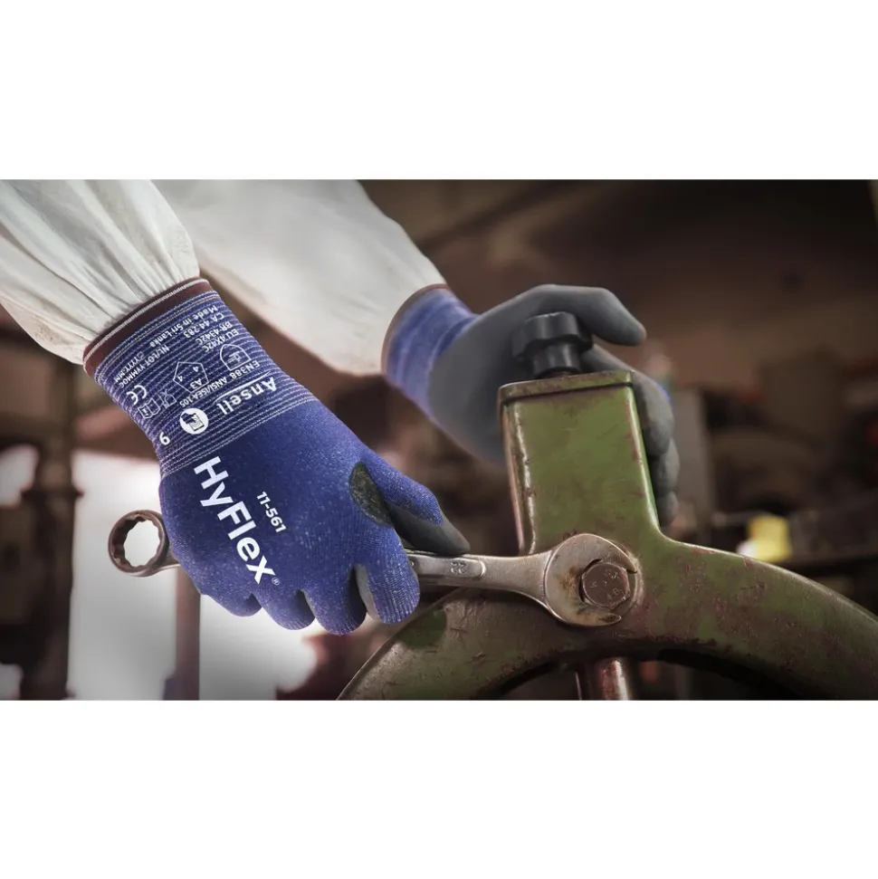Cut, Puncture & Abrasion-Resistant Gloves: HyFlex® 11-561, Cut A3, Puncture 4, Abrasion 4, 15 ga, Size Large, 9-3/4" Long