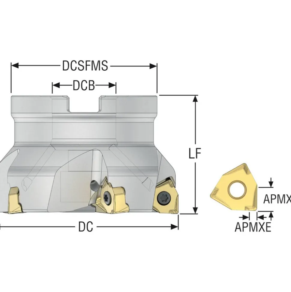 3" Cut Dia, 1" Arbor Hole Dia, 0.295" Max Depth, Indexable Square-Shoulder Face Mill