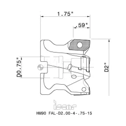 2" Cut Dia, 3/4" Arbor Hole Dia, 0.531" Max Depth, Indexable Square-Shoulder Face Mill