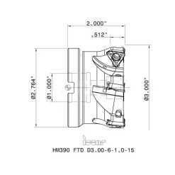 3" Cut Dia, 1" Arbor Hole Dia, 0.512" Max Depth, Indexable Square-Shoulder Face Mill