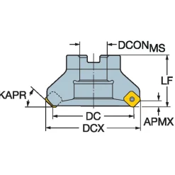 2" Cut Dia, 3/4" Arbor Hole Dia, 6.096mm Max Depth, Indexable Square-Shoulder Face Mill