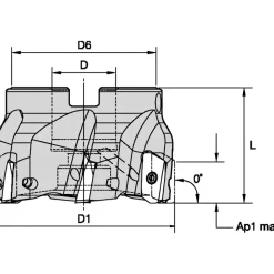 3" Cut Dia, 1" Arbor Hole Dia, 14.22mm Max Depth, Indexable Square-Shoulder Face Mill