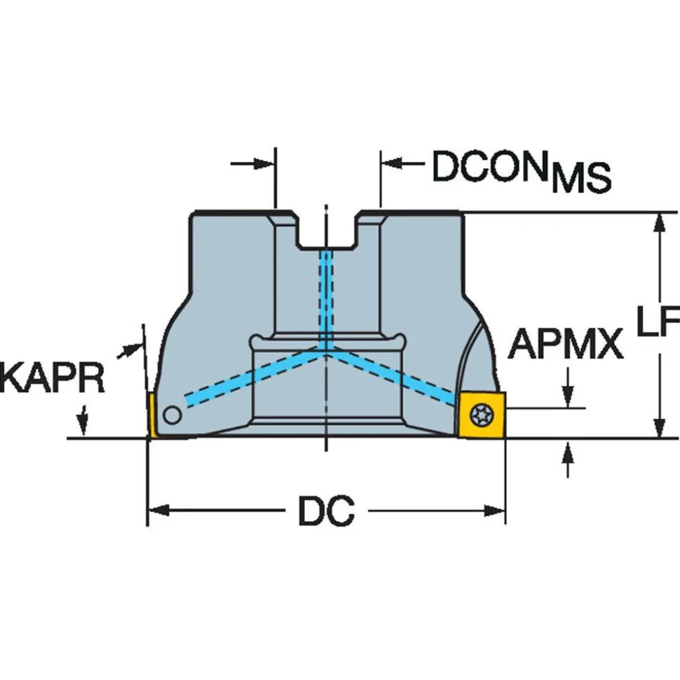 2" Cut Dia, 3/4" Arbor Hole Dia, 10mm Max Depth, Indexable Square-Shoulder Face Mill