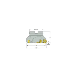 1.97" Cut Dia, 3/4" Arbor Hole, 0.138" Max Depth of Cut, 43° Indexable Chamfer & Angle Face Mill
