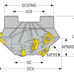 3.126" Cut Dia, 1" Arbor Hole, 0.866" Max Depth of Cut, 45° Indexable Chamfer & Angle Face Mill
