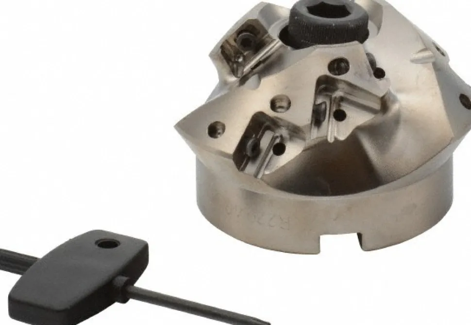 3.126" Cut Dia, 1" Arbor Hole, 0.866" Max Depth of Cut, 45° Indexable Chamfer & Angle Face Mill