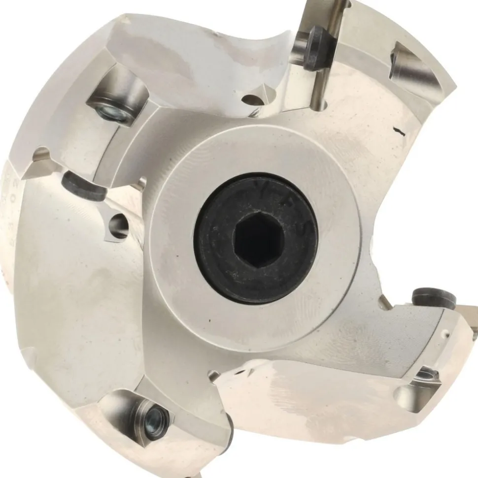 1.97" Cut Dia, 3/4" Arbor Hole, 0.236" Max Depth of Cut, 45° Indexable Chamfer & Angle Face Mill