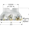 3.94" Cut Dia, 1-1/2" Arbor Hole, 0.236" Max Depth of Cut, 45° Indexable Chamfer & Angle Face Mill