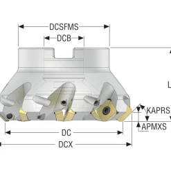 3.94" Cut Dia, 1-1/2" Arbor Hole, 0.236" Max Depth of Cut, 45° Indexable Chamfer & Angle Face Mill