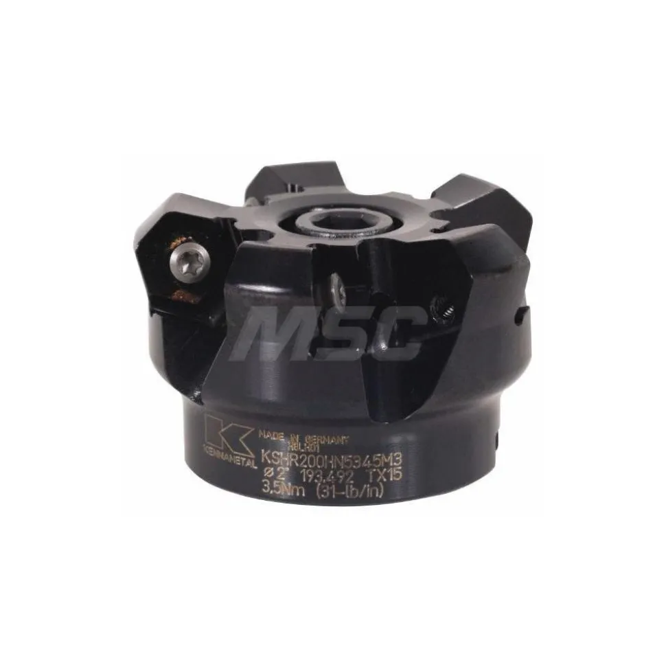 2" Cut Dia, 3/4" Arbor Hole, 4.51mm Max Depth of Cut, 45° Indexable Chamfer & Angle Face Mill