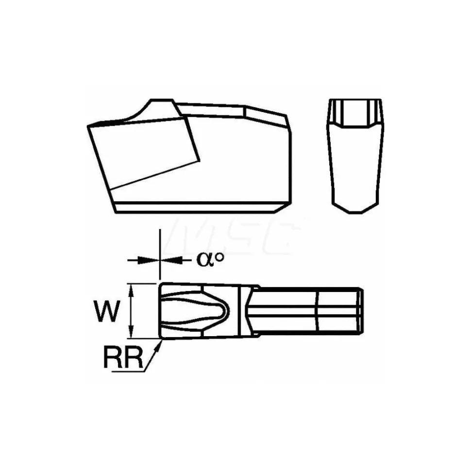 Cutoff Insert: A2030N00CF02 KC5025, Carbide, 3.00 mm Cutting Width, 0.1181" Cutting Width
