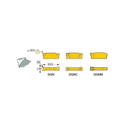 Cutoff Insert: DGN3102C IC908, Carbide, 3.10 mm Cutting Width, 0.1220" Cutting Width