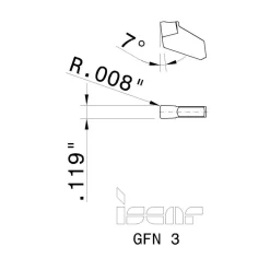 Cutoff Insert: GFN 3 IC908, Carbide, 3.03 mm Cutting Width, 0.1193" Cutting Width