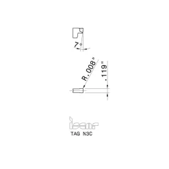Cutoff Insert: TAGN3C IC908, Carbide, 3.05 mm Cutting Width, 0.1180" Cutting Width