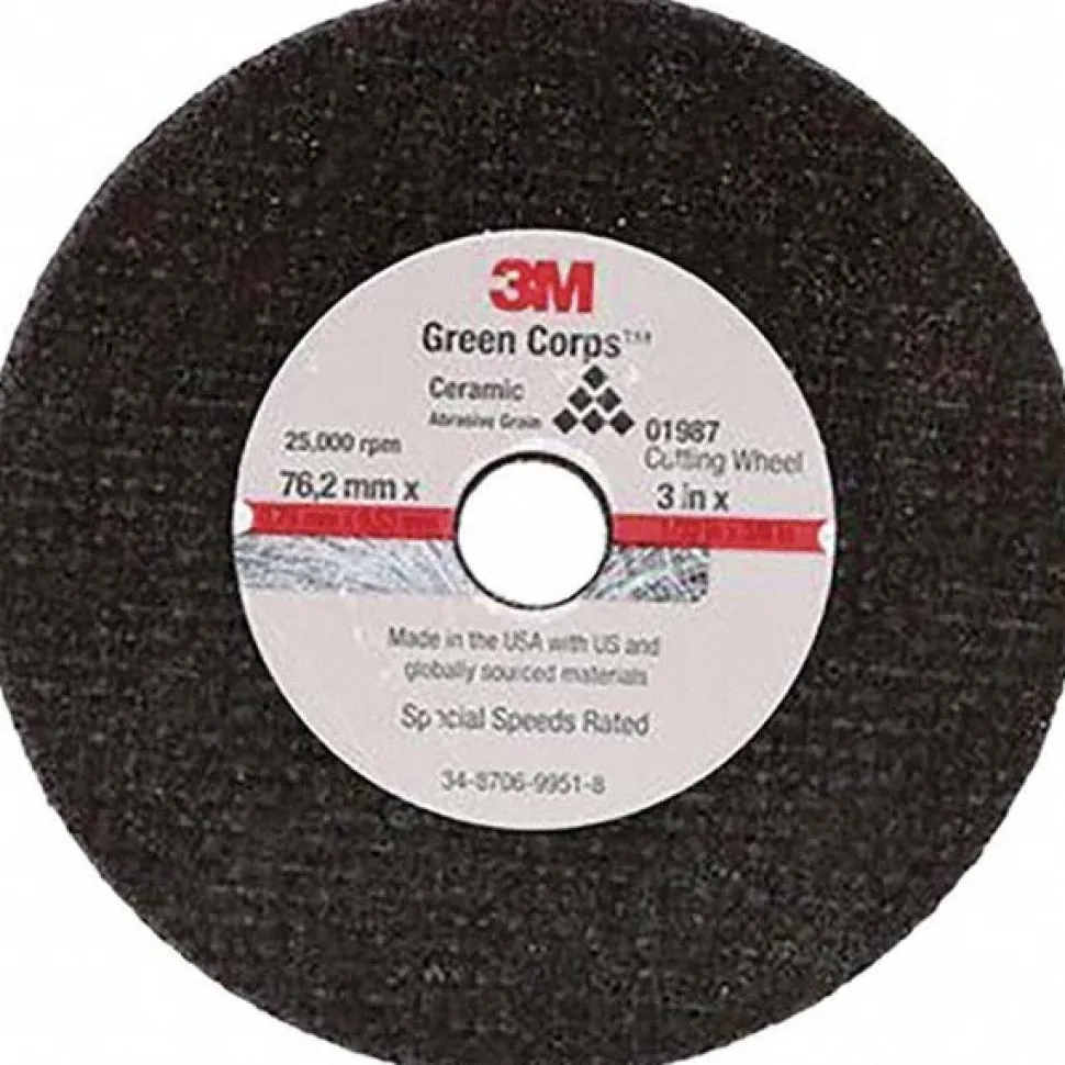 Cutoff Wheel: 3" Dia, 1/32" Thick, 3/8" Hole, Aluminum Oxide