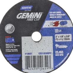 Cutoff Wheel: Type 1 (01/41), 3" Dia, 1/8" Thick, 3/8" Hole, Aluminum Oxide