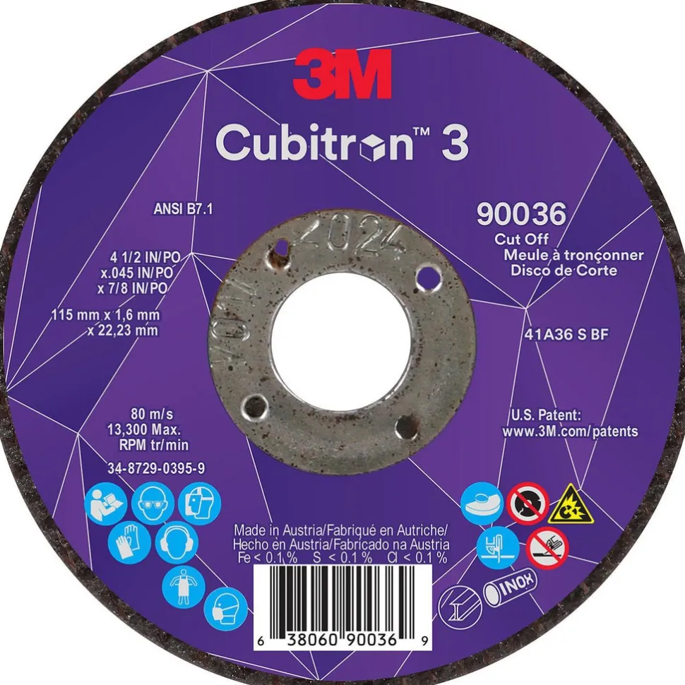 Cutoff Wheel: Type 1, 4-1/2" Dia, 0.0450" Thick, 7/8" Hole, Ceramic