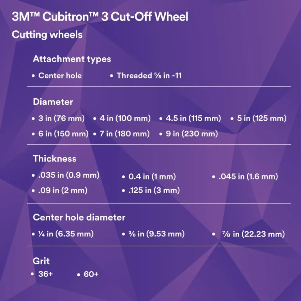 Cutoff Wheel: Type 1, 4" Dia, 0.0350" Thick, 3/8" Hole, Ceramic