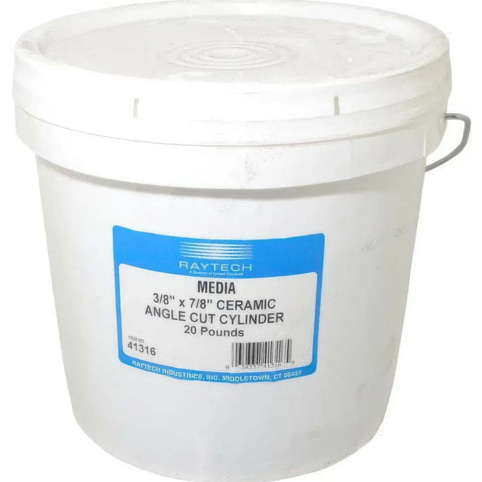 Cylinder Tumbling Media: Ceramic Carrier, Aluminum Oxide Abrasive, 3/8" Long, 7/8" High