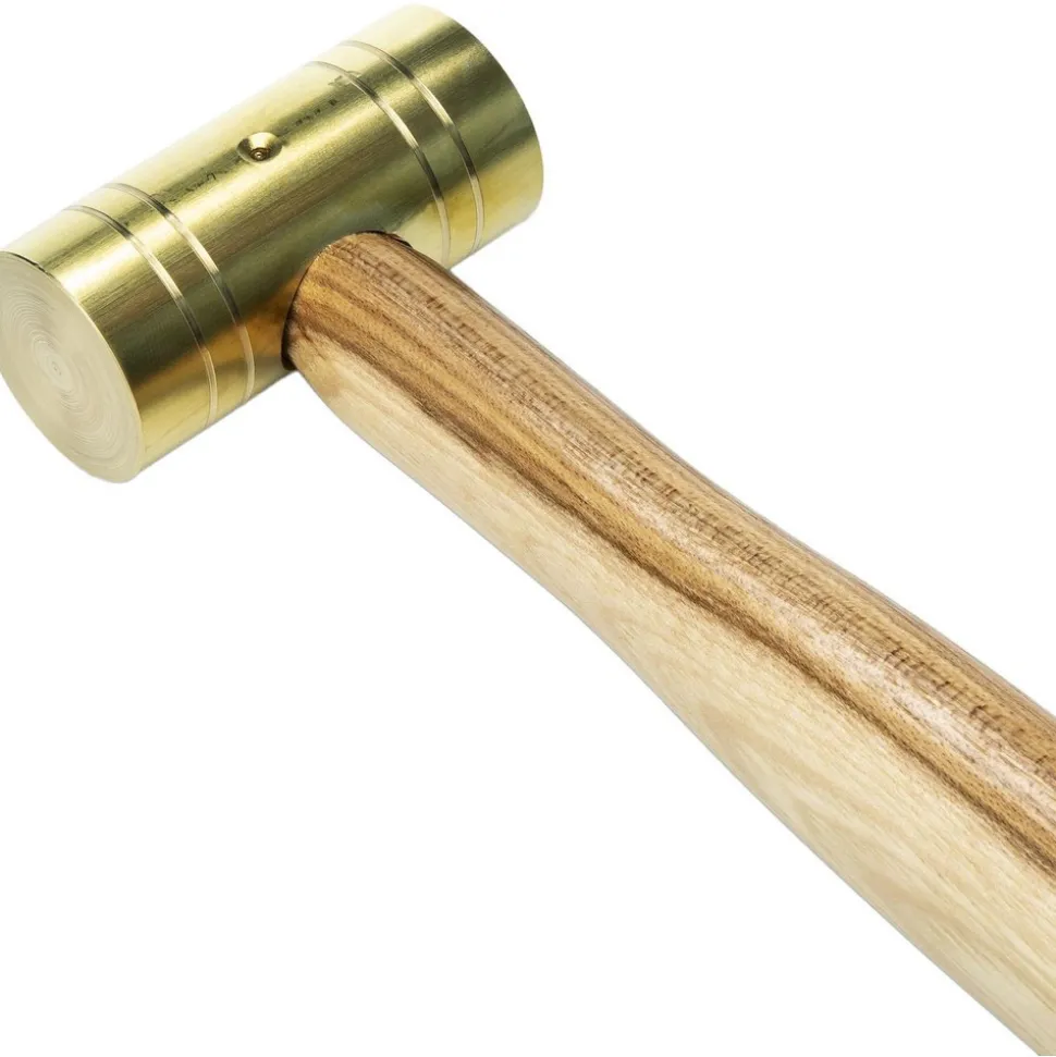 Dead Blow Hammer: 1 lb Head, 1-1/4" Face Dia, Brass Head