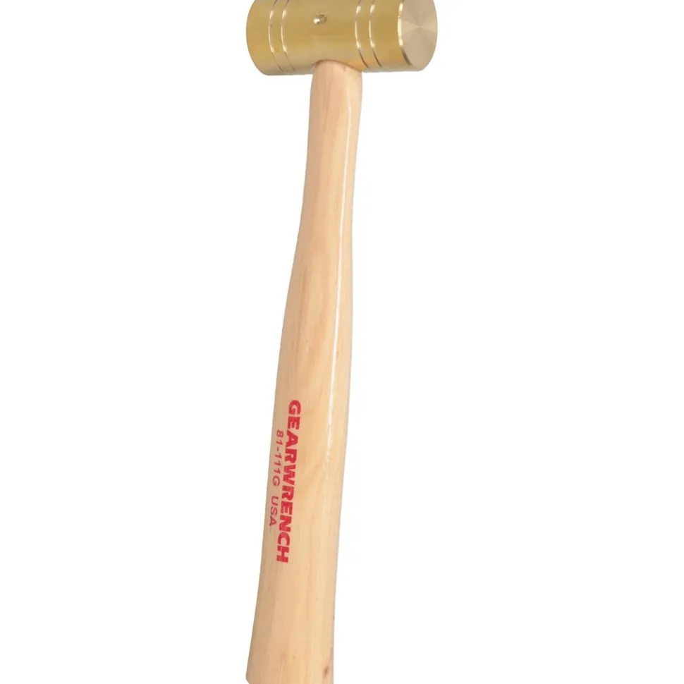 Dead Blow Hammer: 1 lb Head, 1-1/4" Face Dia, Brass Head