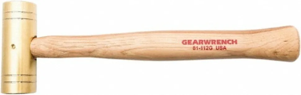 Dead Blow Hammer: 2 lb Head, 1-1/2" Face Dia, Brass Head