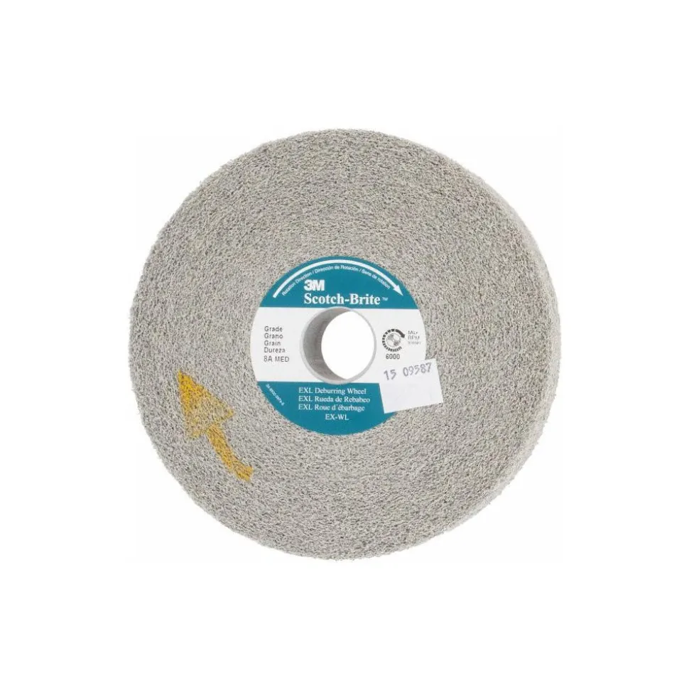Deburring Wheel: 6" Dia, 1" Face Width, 1" Hole, 8 Density, Aluminum Oxide