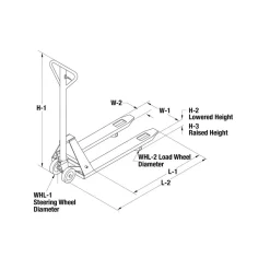 Deluxe Manual Pallet Truck: 5500 lb Capacity, 27" OAW, 46" Forks, 3" Lowered Height, 7-3/4" Lifting Height