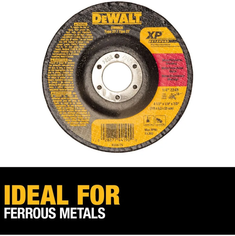 Depressed-Center Wheel: Type 27, 4-1/2" Dia, 1/4" Thick, 5/8-11 Hole, Aluminum Oxide