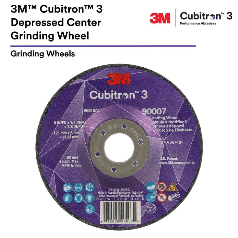 Depressed-Center Wheel: Type 27, 4-1/2" Dia, 1/4" Thick, 5/8-11 Hole, Precision Shaped Ceramic