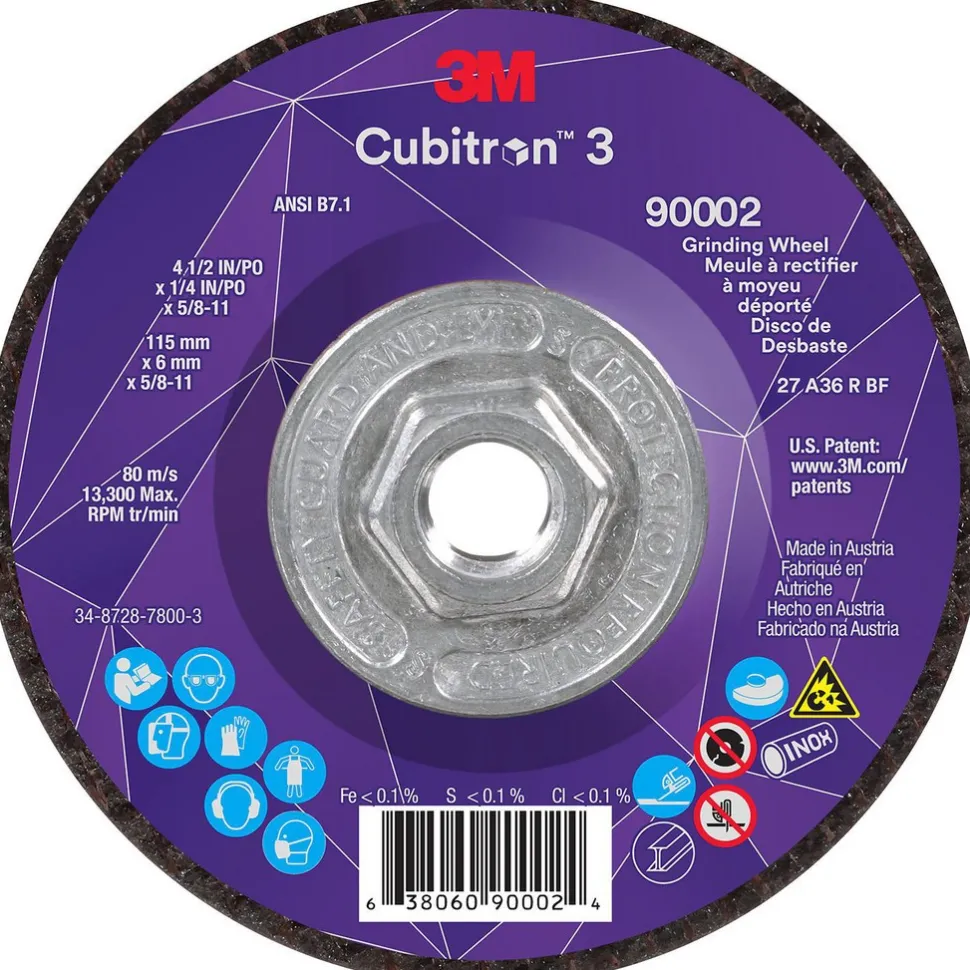 Depressed-Center Wheel: Type 27, 4-1/2" Dia, 1/4" Thick, 5/8-11 Hole, Precision Shaped Ceramic