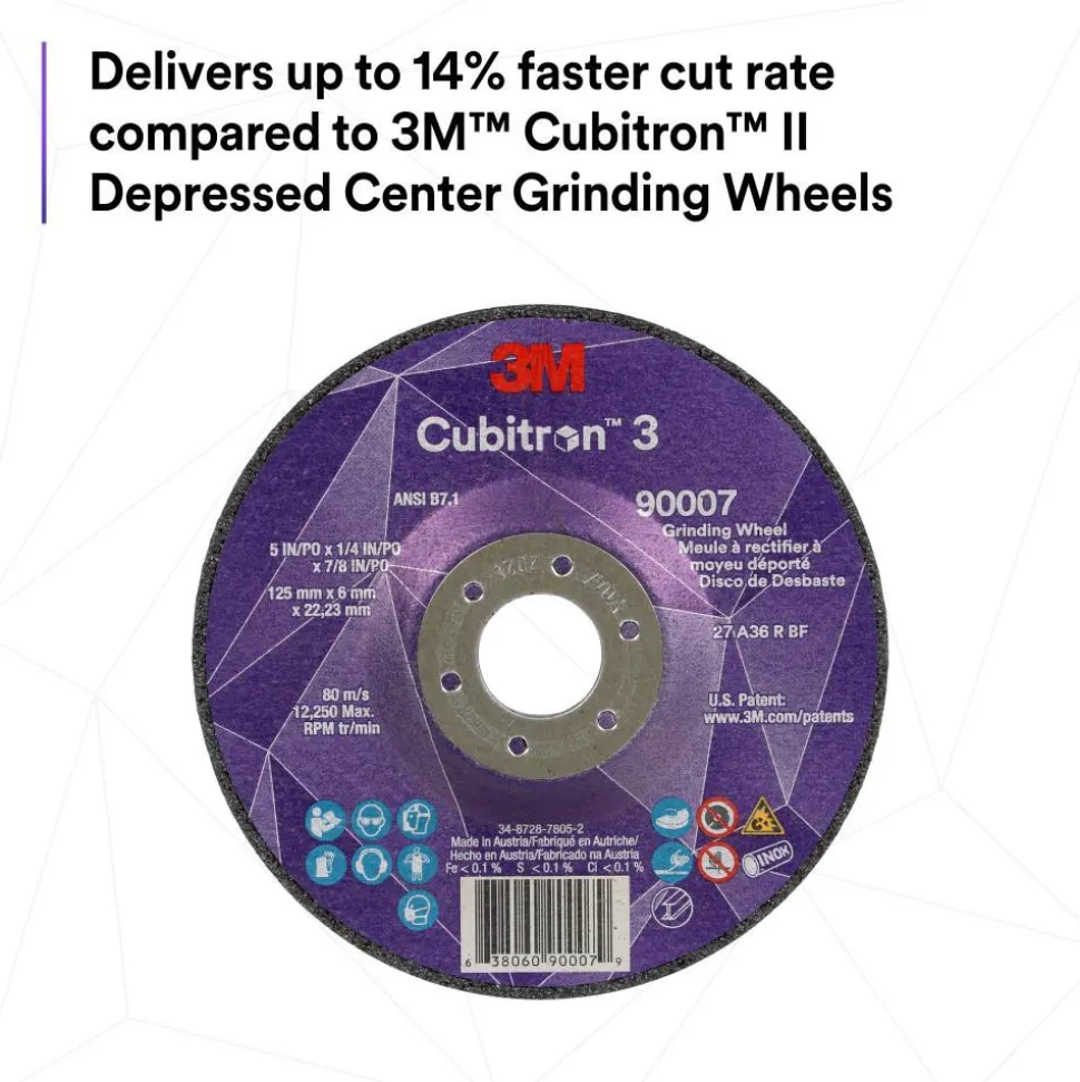Depressed-Center Wheel: Type 27, 4-1/2" Dia, 1/4" Thick, 5/8-11 Hole, Precision Shaped Ceramic