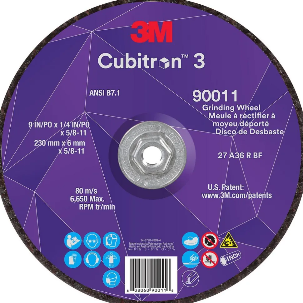Depressed-Center Wheel: Type 27, 9" Dia, 1/4" Thick, 5/8-11 Hole, Precision Shaped Ceramic