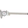 Dial Caliper: 6", 0.001000" Graduation, 0.1000" per Revolution, 0.0010" Accuracy, Calibrated, Stainless Steel Jaws