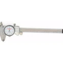 Dial Caliper: 6", 0.001000" Graduation, 0.1000" per Revolution, 0.0010" Accuracy, Calibrated, Stainless Steel Jaws