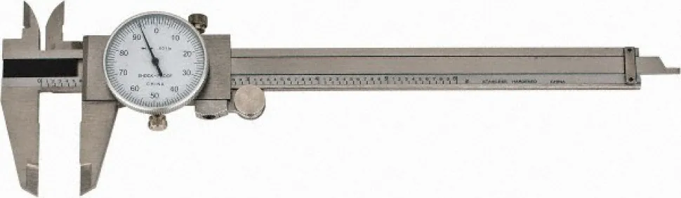 Dial Caliper: 6", 0.001000" Graduation, 0.1000" per Revolution, Steel Jaws