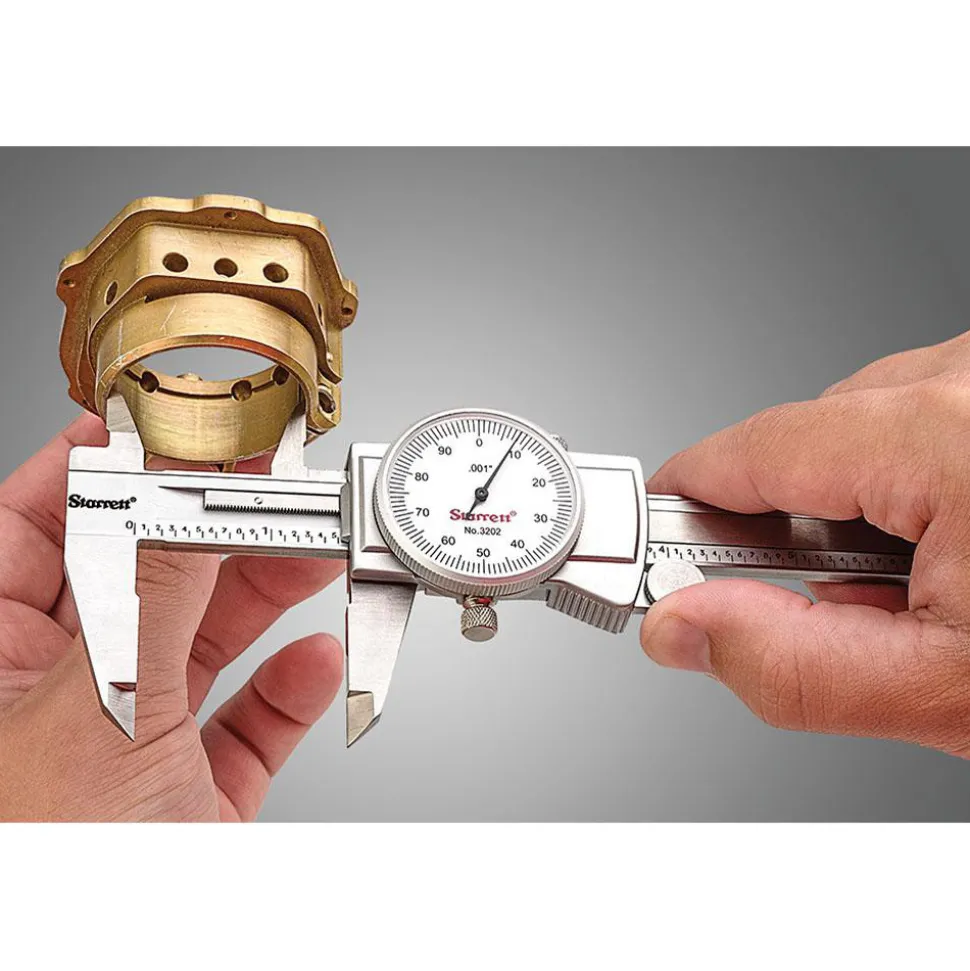 Dial Caliper: 6", 0.001000" Graduation, 0.1000" per Revolution, 0.0010" Accuracy, Stainless Steel Jaws