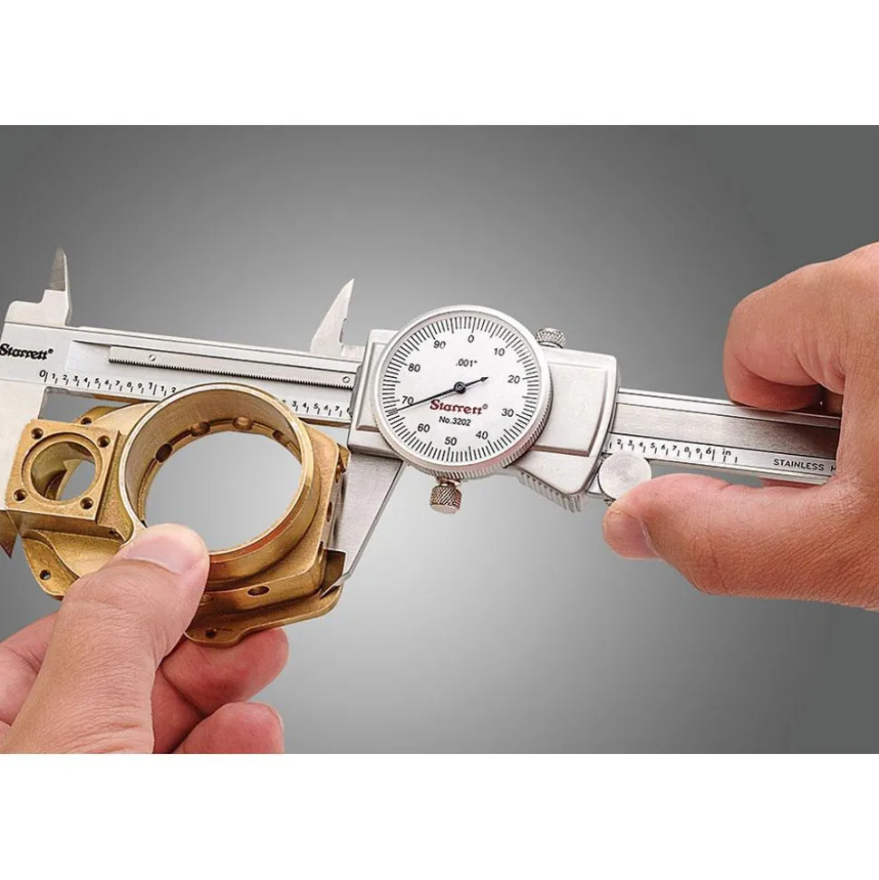Dial Caliper: 6", 0.001000" Graduation, 0.1000" per Revolution, 0.0010" Accuracy, Stainless Steel Jaws