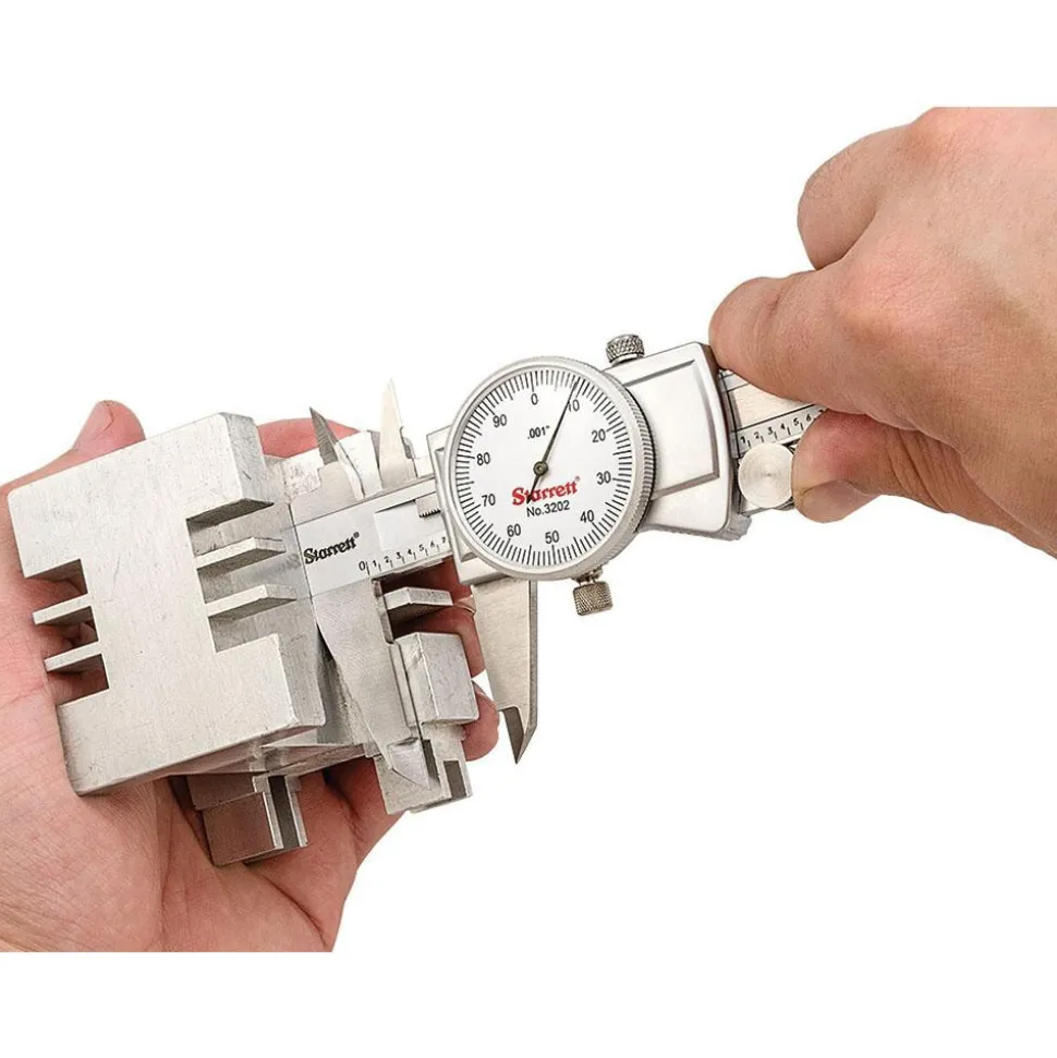 Dial Caliper: 6", 0.001000" Graduation, 0.1000" per Revolution, 0.0010" Accuracy, Stainless Steel Jaws